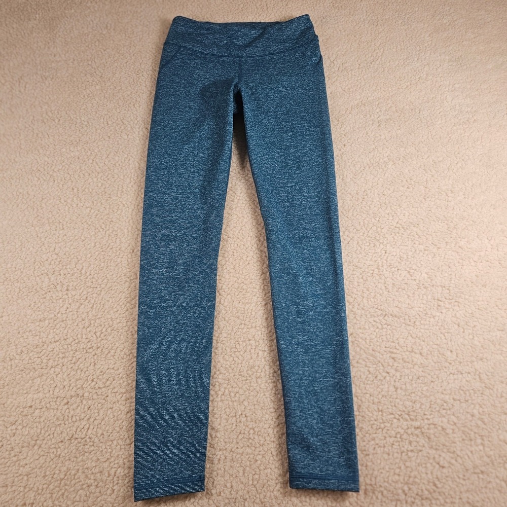 Under Armour HeatGear Leggings Women XS Teal Space Dye Compression Activewear